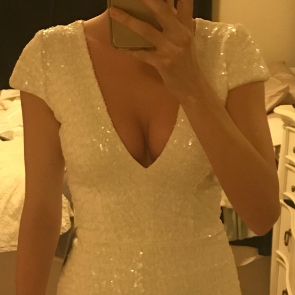 Dress the population white sequin - Picture 3 of 5